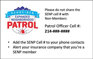 example of patrol business card with cell number